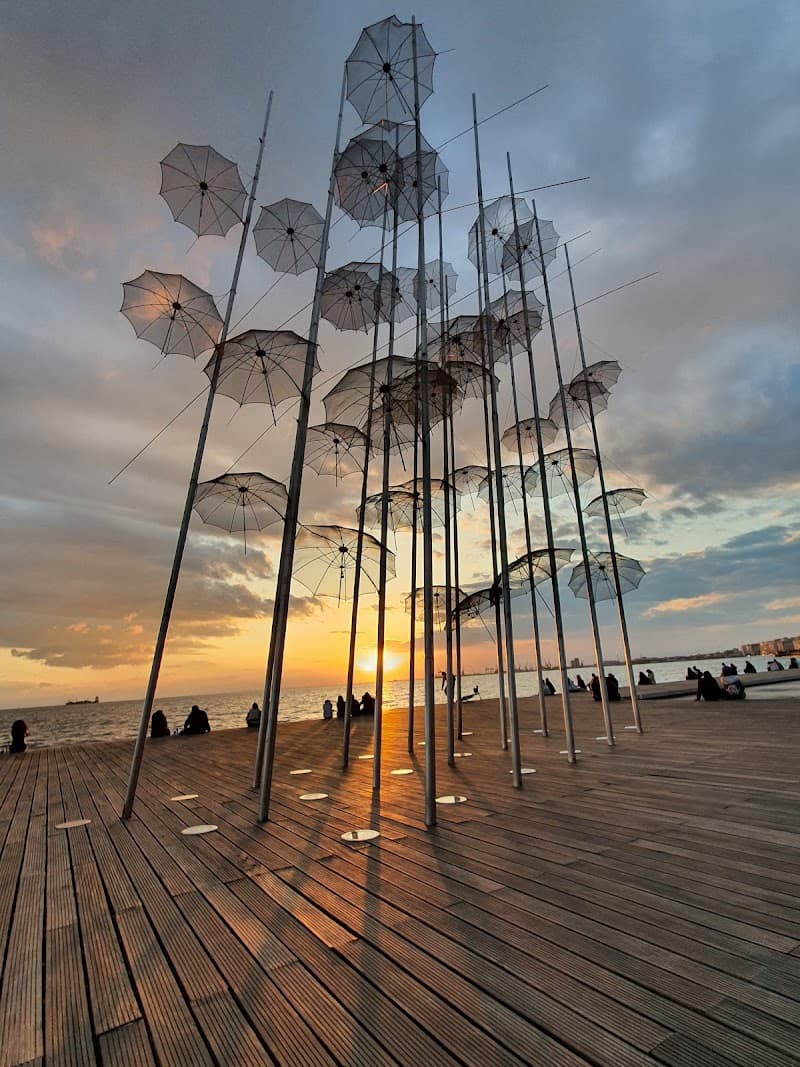 Evening Waterfront & Umbrellas Sculpture